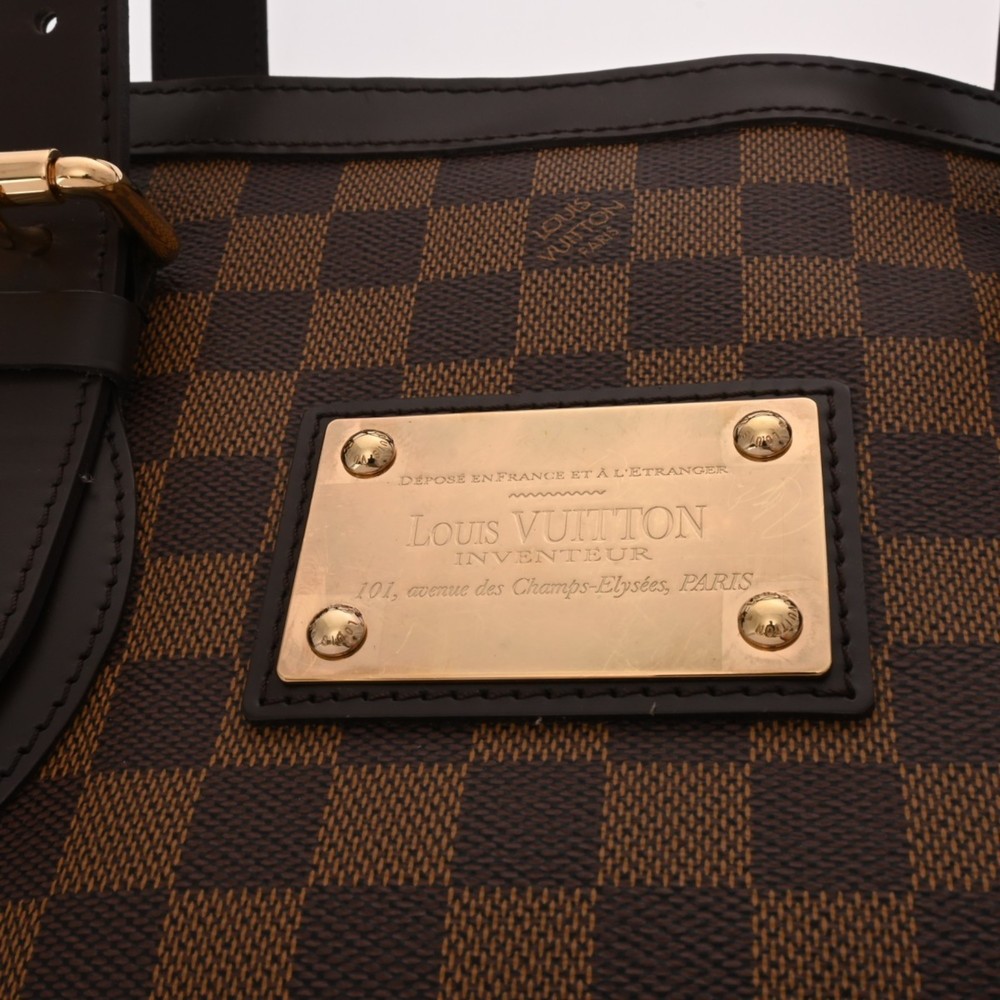 LOUIS VUITTON Damier Hampstead MM Tote Bag Brown N51204 Canvas Handbag - Picture 9 of 13